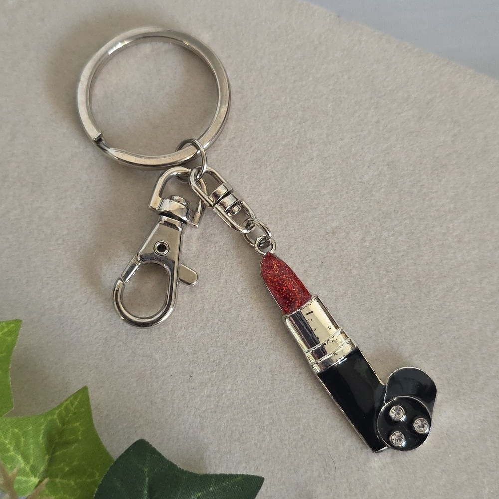 Vintage Harvey Lewis Red Lipstick Keyring Keychain Purse Charm